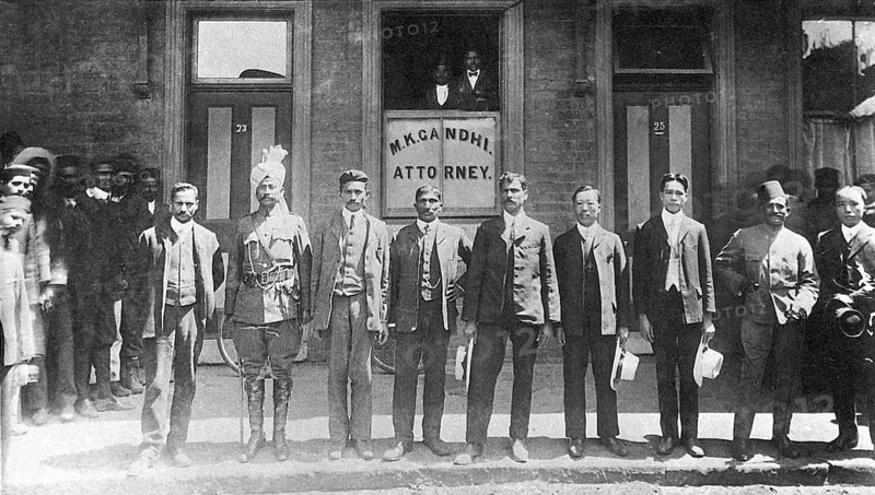 Gandhiji with his colleagues outside his office in Johannesburg, South Africa, Africa