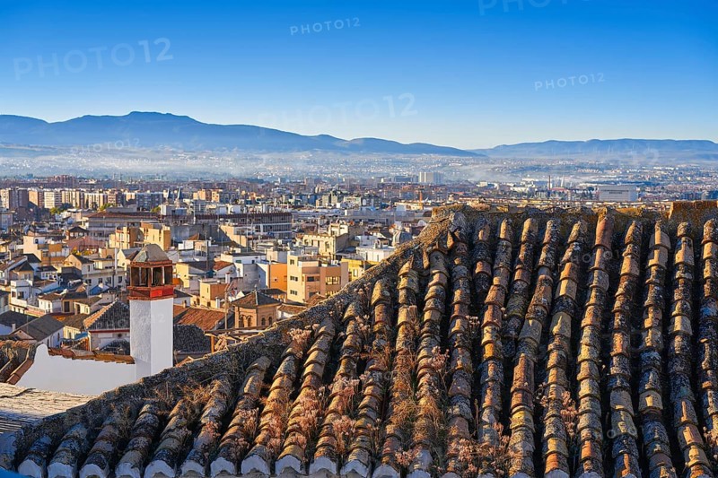 Granada skyline view from Albaicin in Andalusia Spain