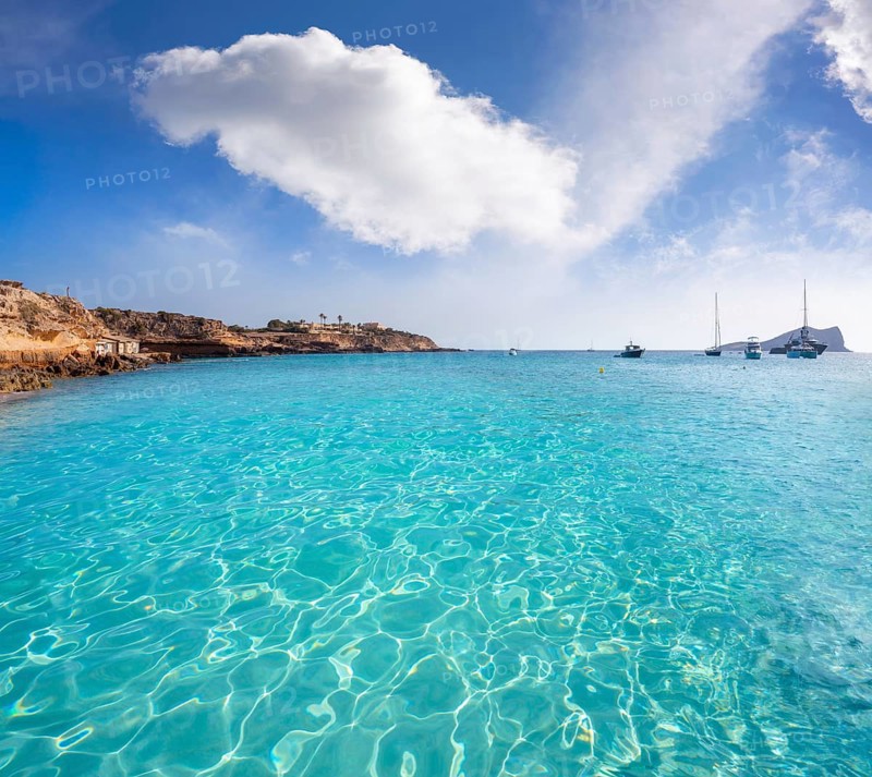 Ibiza Cala Comte Conta beach in Sant Josep of Balearic Islands