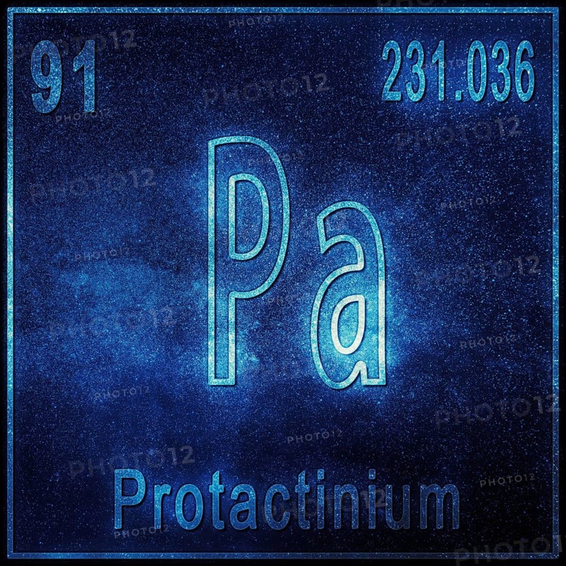 Protactinium chemical element, Sign with atomic number and atomic weight, Periodic Table Element