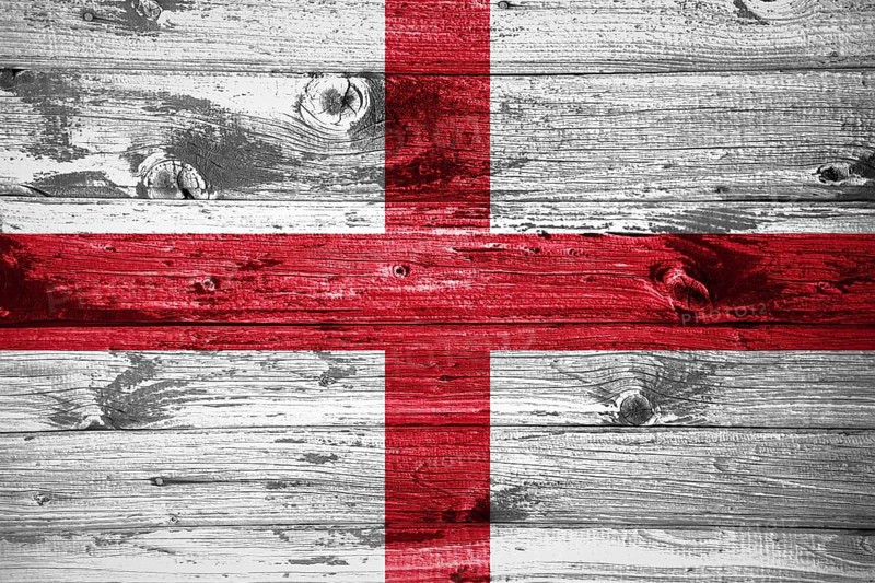 England flag on wooden planks background wood flag