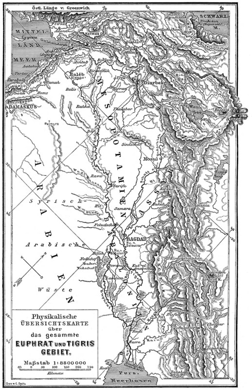 Map of Mesopotamia, 19th century