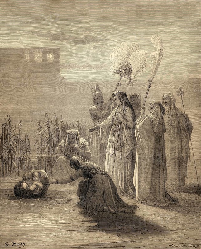 The Finding of Moses, woodcut by Gustave Doré
