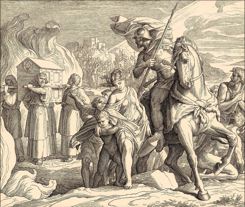 Crossing the Jordan, Old Testament, by Julius Schnorr von Carolsfeld, 1860