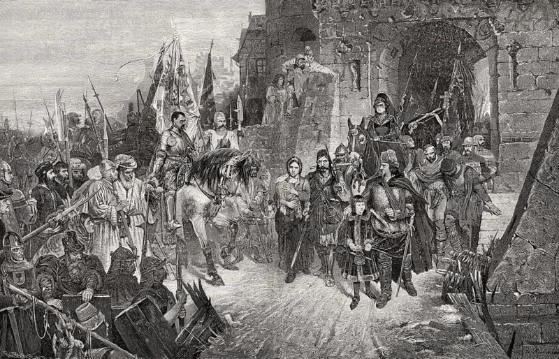 Agnes von Zesyma-Rosenberg surrenders her father's castle to Prokop the Great, 1426