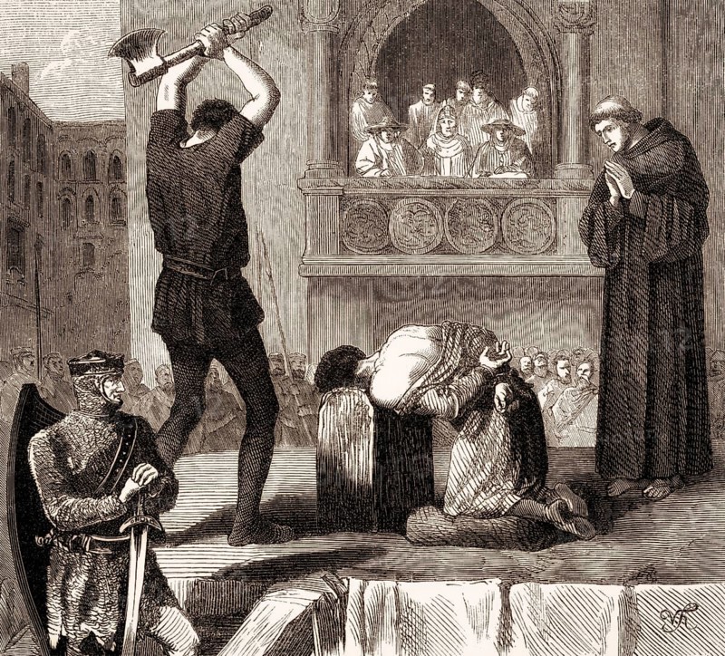 The execution of Crescentius the Younger or Crescentius II in 998