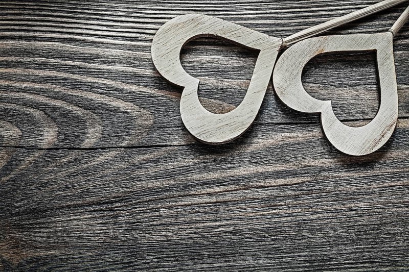 Valentine Day symbol on vintage wooden board celebrations concept
