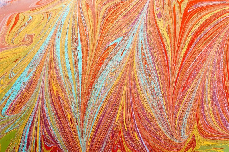 Beautiful abstract art of Ebru marbling painting techniques on water with acrylic paints