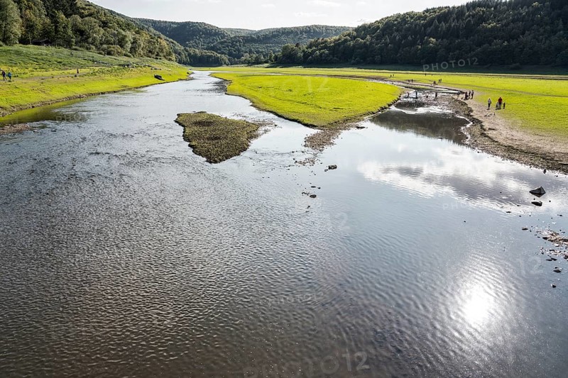 Lake Edersee at low tide, Hesse, Germany, Europe