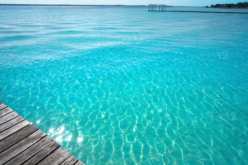 Laguna de Bacalar Lagoon pier in Mayan Mexico at Quintana roo