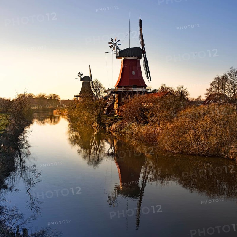 The beautiful greetsieler twin mills in the evening light