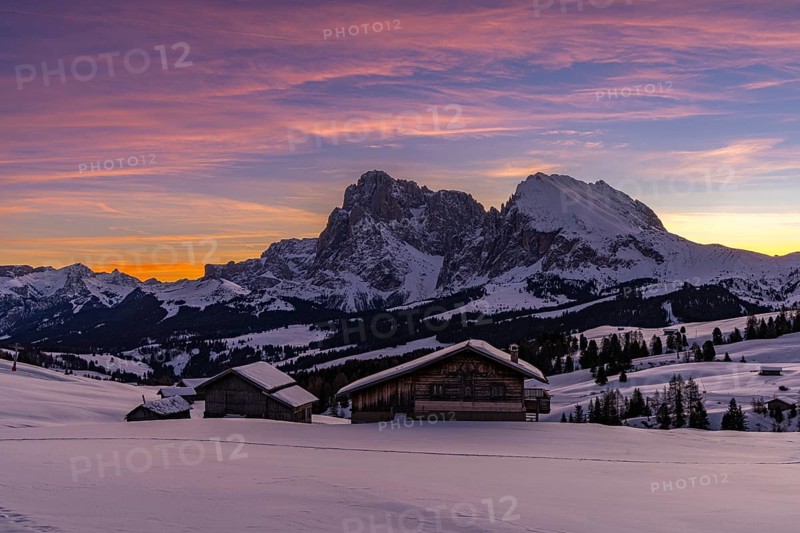 Sunrise on the Seiser Alm, South Tyrol, Italy, Europe