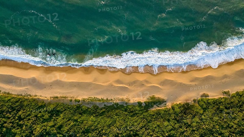 Balneario Camboriu in Santa Catarina. Taquaras Beach and Laranjeiras Beach in Balneario Camboriu. Aerial view in landscape. Brazil