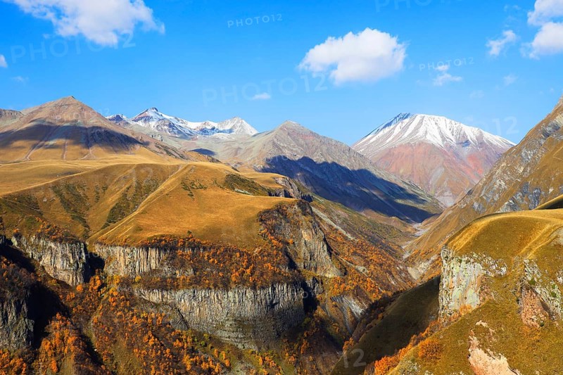 Mount Kazbek in the Greater Caucasus, Georgia, Asia