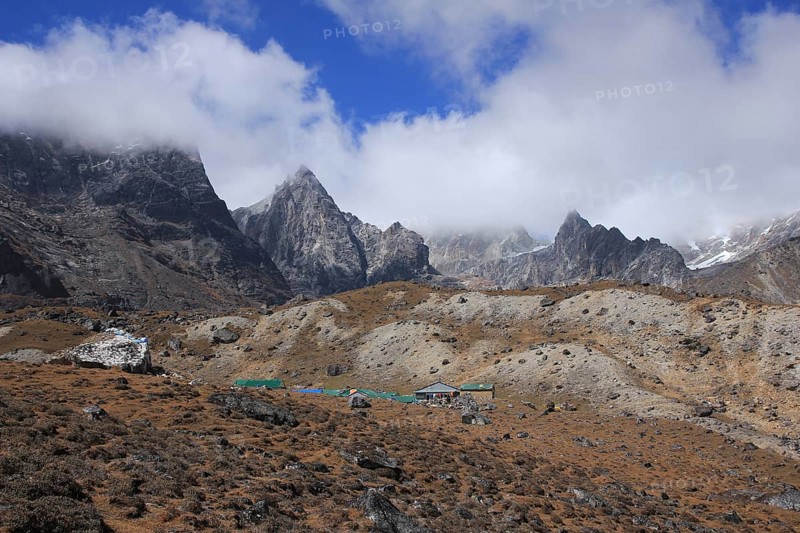 Lodges in Zonglha, place below Cho La pass, Nepal, Asia