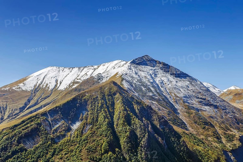 Mountain landscape from Georgia-Russia Friendship Monument near Gudaur, Georgia, Asia