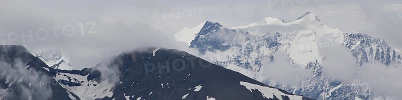 Mountains Schwarzhorn and Schreckhorn seen from Mount Brienzer Rothorn