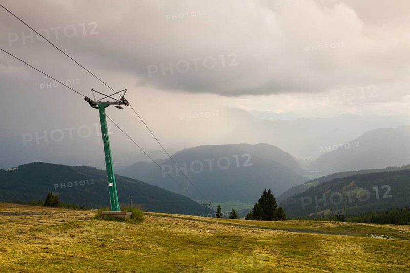 Summer landscape in Gerlitzen Apls, Austria.Ski resort before storm
