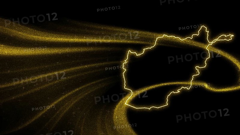 Map of Afghanistan, Gold glitter map on dark background
