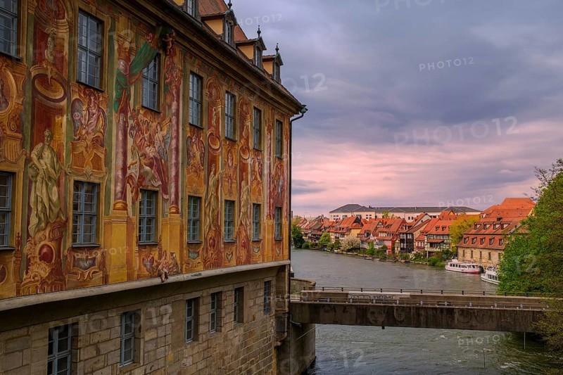 Panoramic view of the old town of Bamberg in Bavaria, Germany, Europe