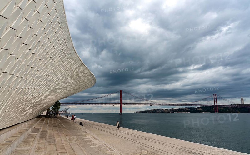 LISBON, PORTUGAL, October 19, 2018: The modern MAAT (Museum de Arte, Arquitetura e Tecnologia) building with futuristic architecture in Lisbon, Portugal, Europe