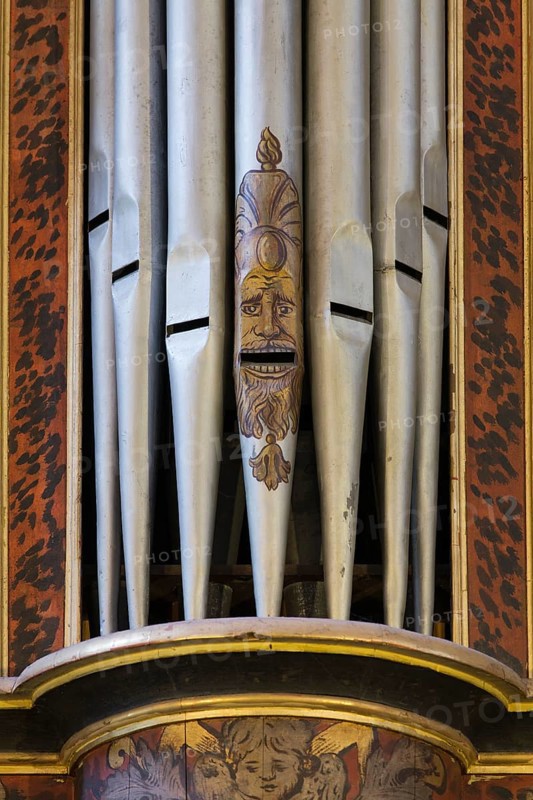 King organ from 1727, Painted organ pipes, St., Sankt, Saint