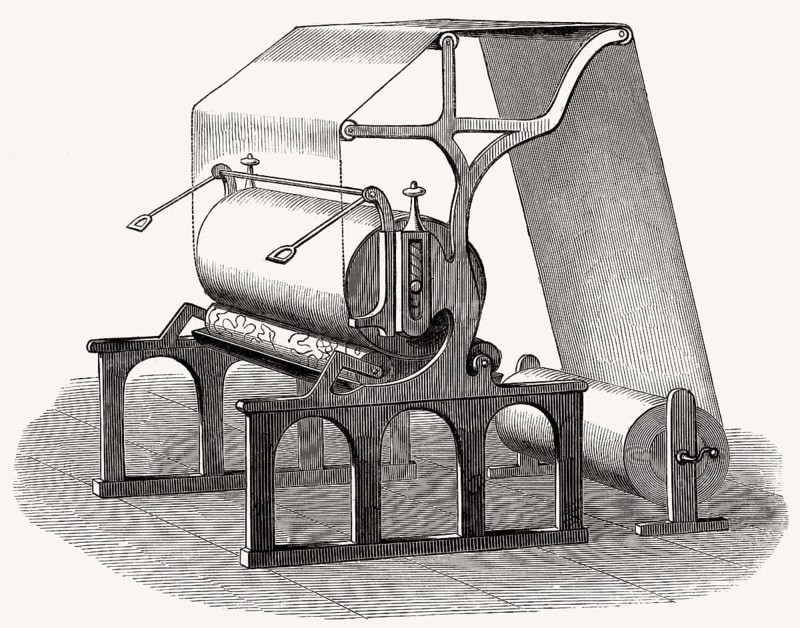 Walzendruckmaschine, Textildruck, 19. Jahrhundert