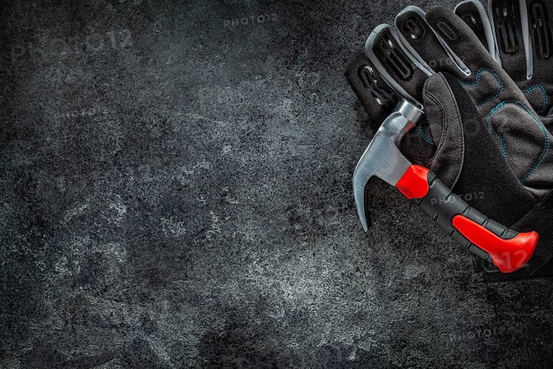 Free Space Image Mini Stabby Safety Claw Hammer And Working Gloves