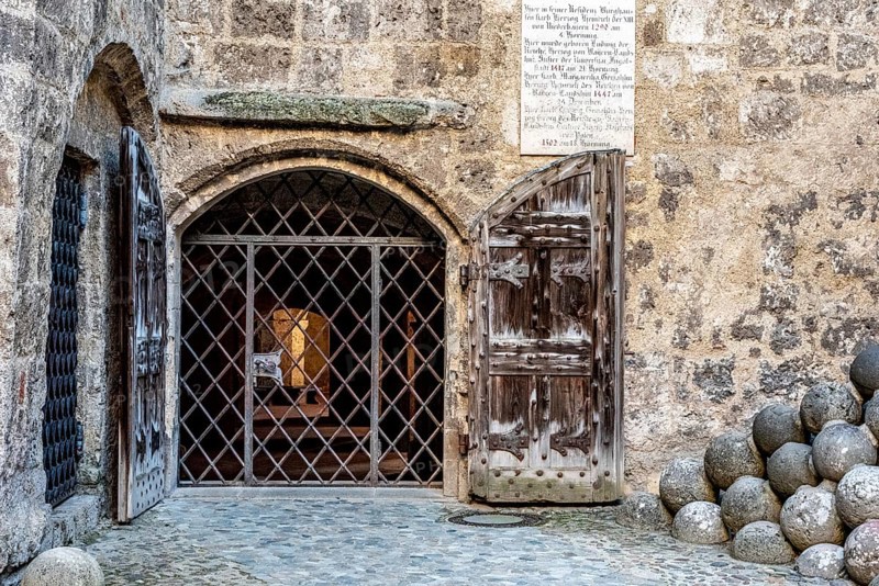 Burghausen, Germany, August 10, 2022, Inside iconic Burghausen castle in Bavaria, the longest world's longest castle, Germany, Europe