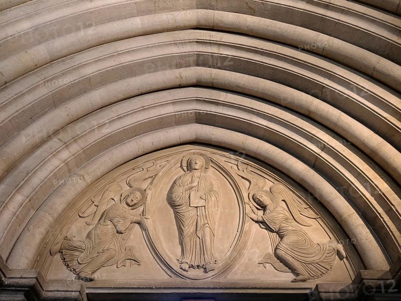 Motif above a portal in Naumburg Cathedral. Saxony-Anhalt, Germany, Europe