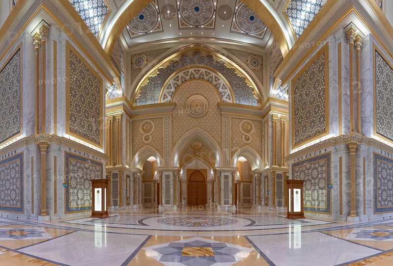 A picture of the lavish Great Hall of the Qasr Al Watan presidential palace
