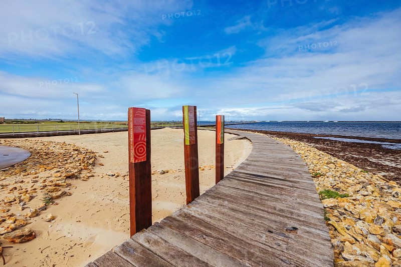 PORT MACDONNELL, AUSTRALIA, April 9 2023: Beach front views around Sea Parade and Port Mac Jetty in Port Macdonnell in South Australia, Australia, Oceania