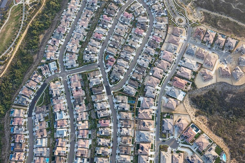 Aerial view of Carmel Valley with suburban neighborhood San Diego, California, USA, North America