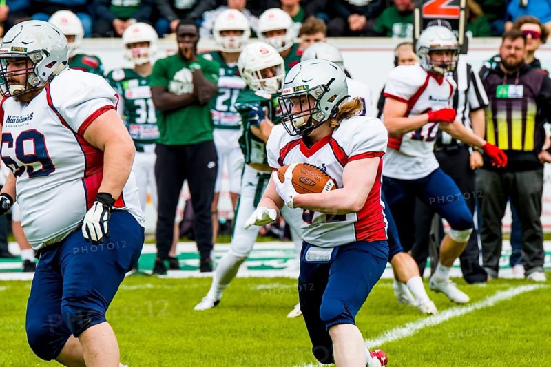 Footballgame CEFL , Viertelfinale ,  Schwäbisch Hall Unicorns vs. Stockholm Mean Machines, Central European Football League (CEFL) , Virtelfinale  im Optima-Sportpark,   Schwaebisch Hall, Germany am  Mai 13..2023