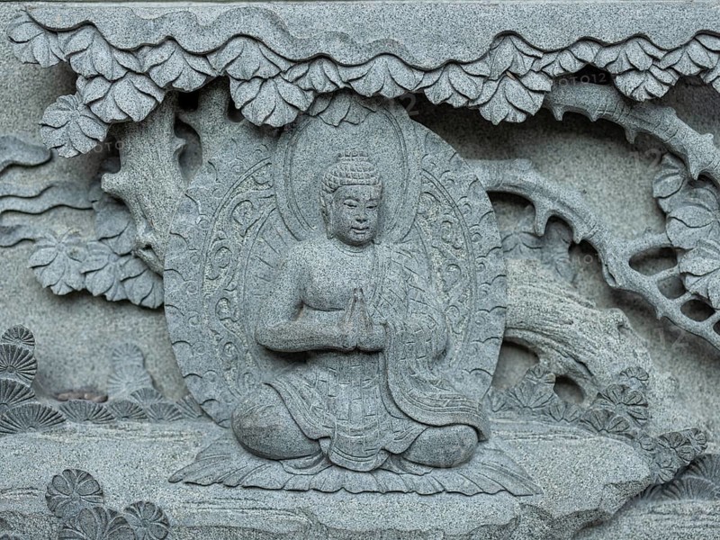 Wall relief depicting Buddha, Kek Lok Si Temple, George Town, Penang, Malaysia, Southeast Asia, Asia