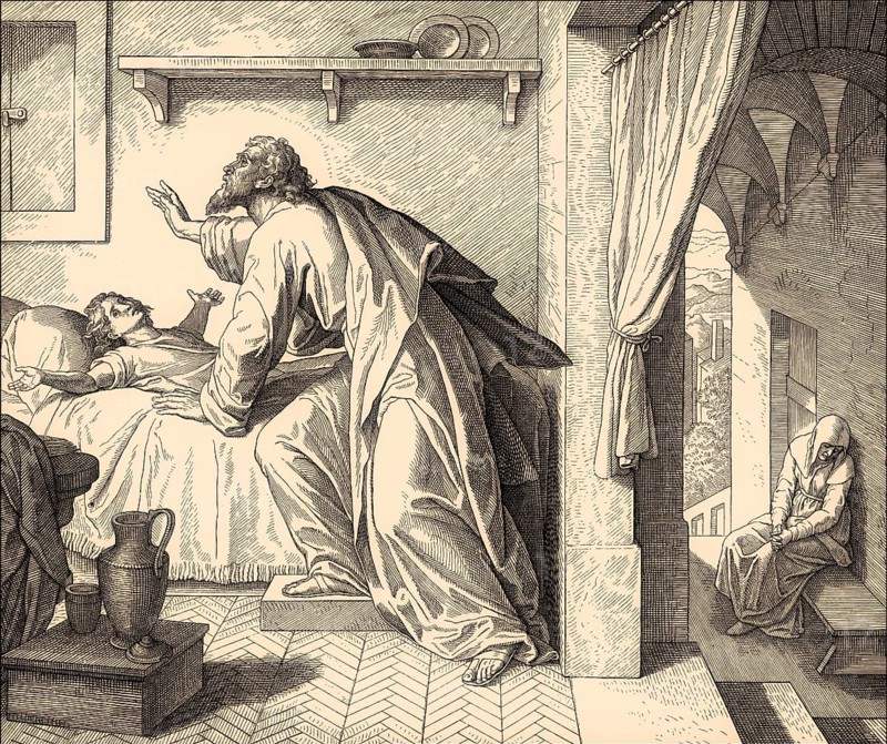 Elijah reviving the Son of the Widow of Zarephath, Old Testament, by Julius Schnorr von Carolsfeld