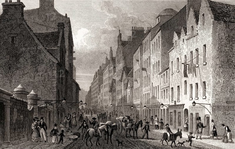 The Canongate, Edinburgh, Scotland, 19th century, from Modern Athens by Th. H. Shepherd