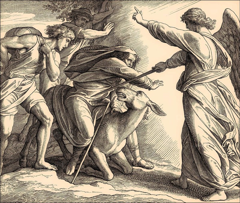 Balaam and the angel, Balaam's Donkey, Old Testament, by Julius Schnorr von Carolsfeld, 1860