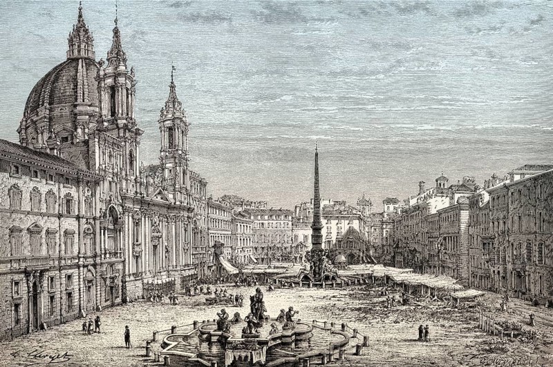 Sant'Agnese in Agone, Piazza Navona, Rome, Italy, 19th Century, Europe