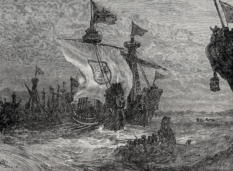 The Battle of Damme on 30 May and 31 May 1213, Anglo-French War, From British Battles on Land and Sea, by James Grant