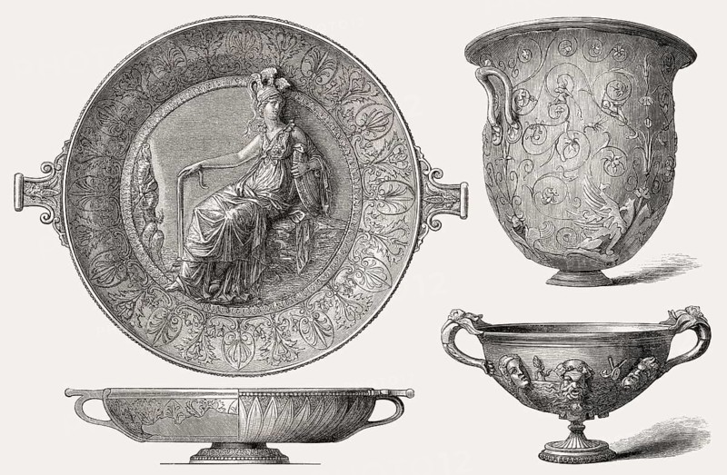 The Hildesheim Treasure, Roman silver found on October 17, 1868 in Hildesheim, Germany, Europe