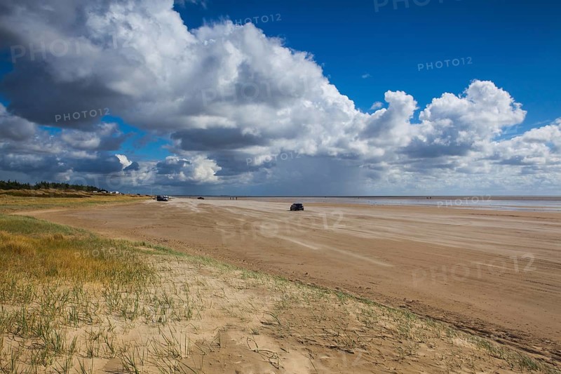 On the amazing Sonderstrand beach on the Romo peninsula, Jutland, Denmark. Scenery after heavy rain.This beach is favorite for kiteboarding, surfing etc