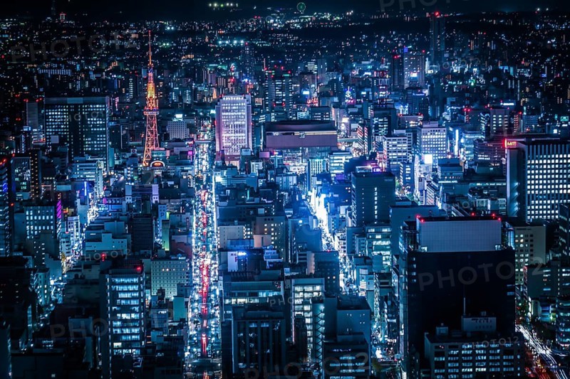 Nagoya night view (from Sky Promenade). Shooting Location: Aichi Prefecture, Nagoya City