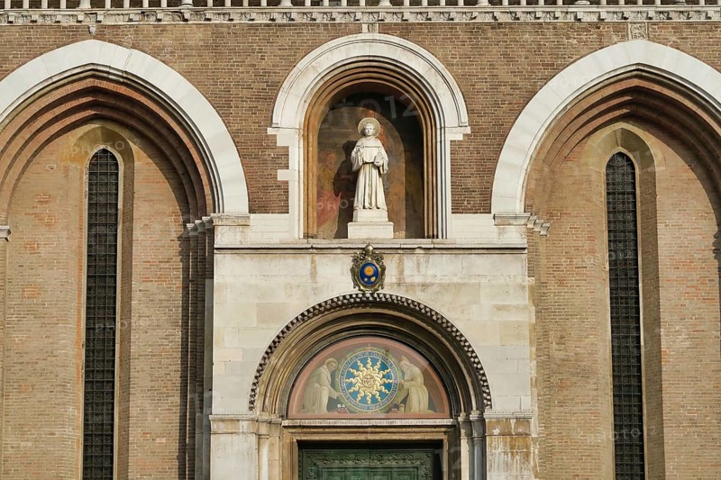 Entrance to church, photo as a background, in sant antonio prato della valle, padova, padua italy