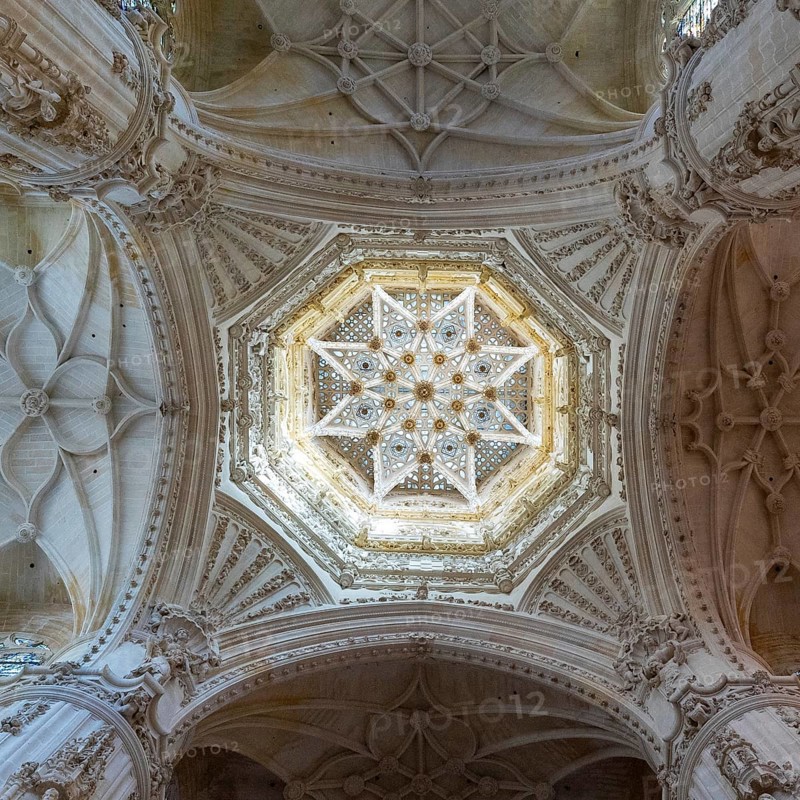 Burgos, Spain, 14 April, 2024: view of the ornate ceiling and cupola of the Constable Chapel in the historic Burgos Cathedral, Europe