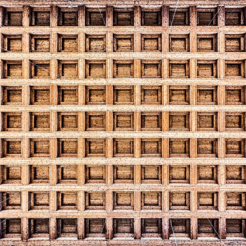 Trier, Rhineland-Palatinate, Germany, 04 15 2019, Abstract square patterns of the ceiling of the Konstantin Basilica, Europe