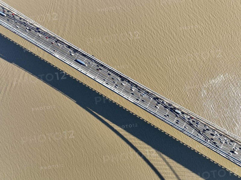 Aerial view of George Washington Bridge in Fort Lee, NJ. George Washington Bridge is a suspension bridge spanning the Hudson River connecting NJ to Manhattan