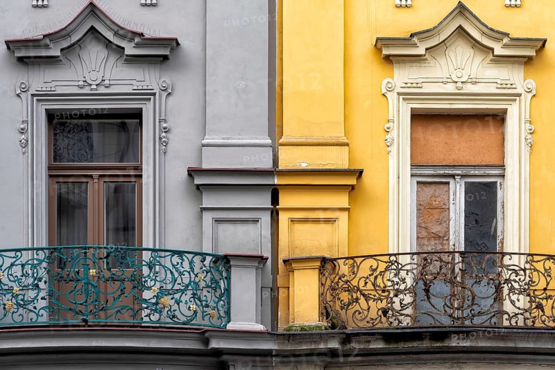 Historic building under construction in the historic centre of Prague in the Czech Republic