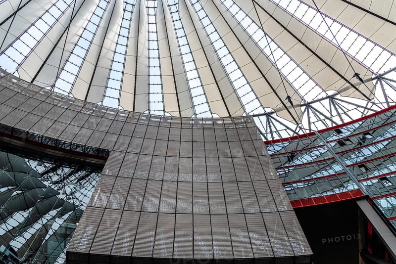 Berlin, Germany, July 28, 2019: The dome of the Sony Center. It is a Sony-sponsored building complex located at the Potsdamer Platz in Berlin, Europe