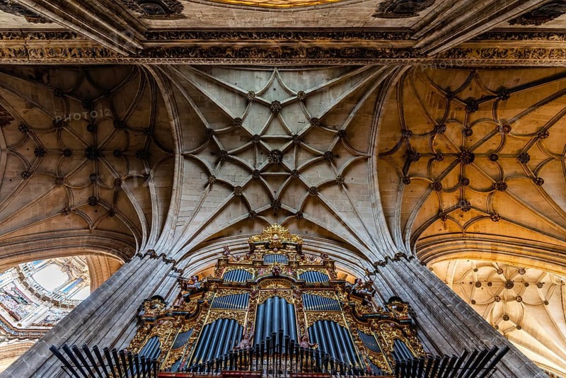 Salamanca, Spain, January 15, 2022: Cathedral of Salamanca. Interior view of the vaults, Europe
